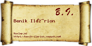 Benik Ilárion névjegykártya